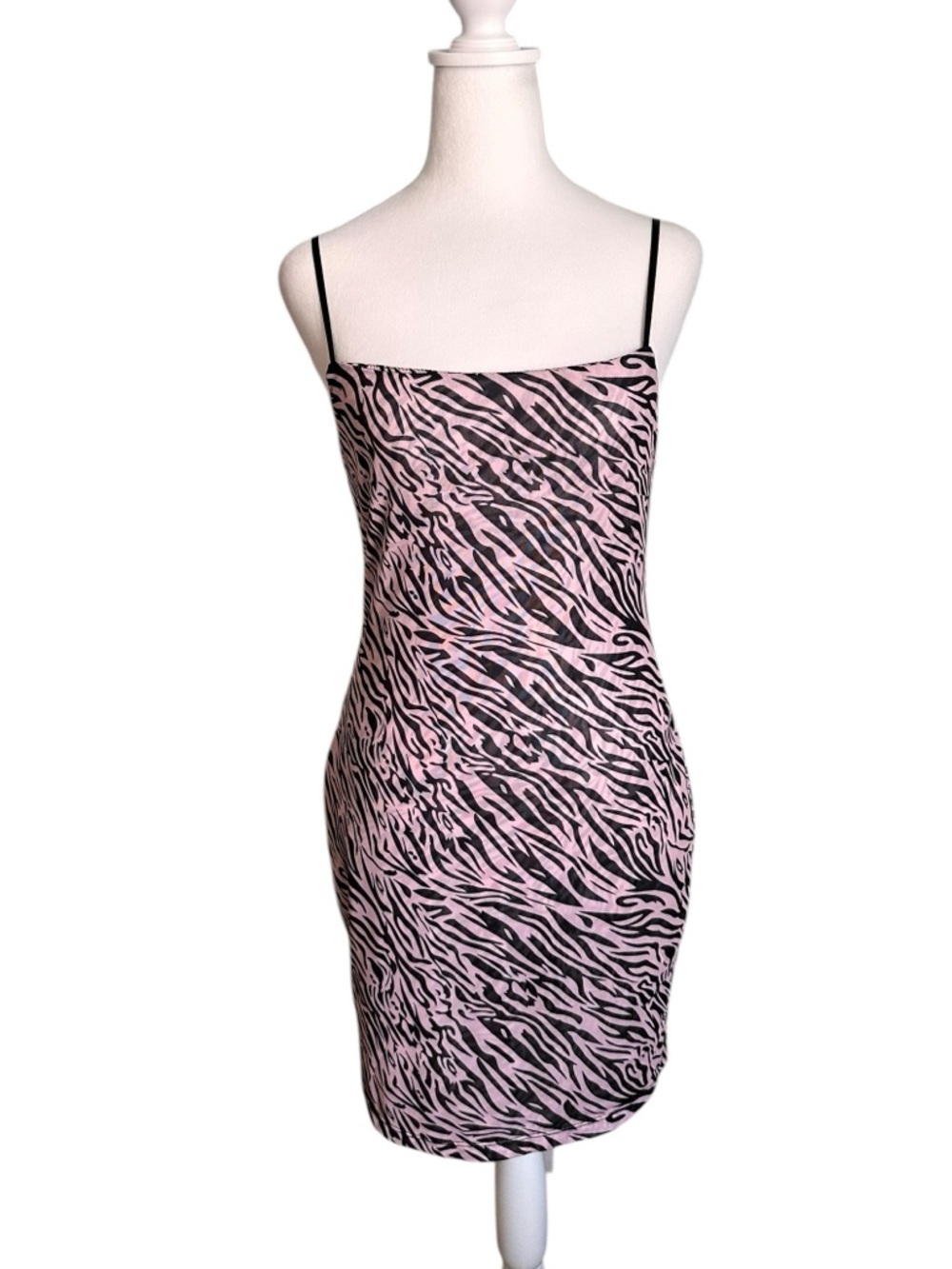 Tic Toc Animal Print Adjustable Spaghetti Strap Bodycon Mini  Size L NWT